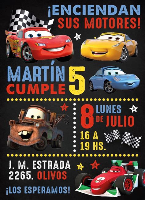 Invitación cumpleaños Cars Disney cars birthday Cars birthday party