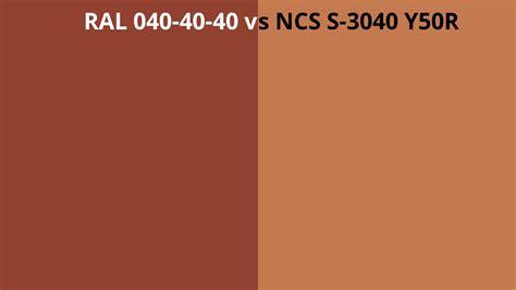 RAL 040 40 40 Vs NCS S 3040 Y50R RAL Colour Chart UK