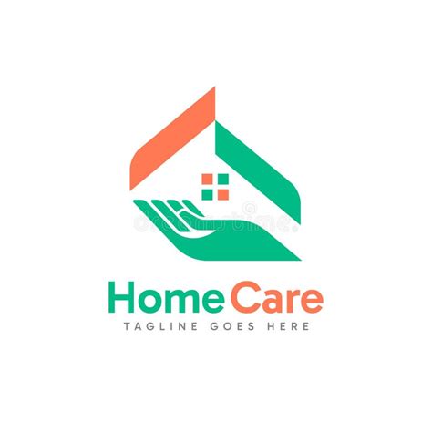 Home Care Logo Design With Abstract Roof House Combined With Caring