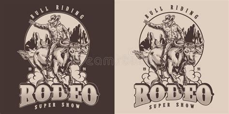 Rodeo Show Colorful Vintage Sticker Stock Illustration Illustration