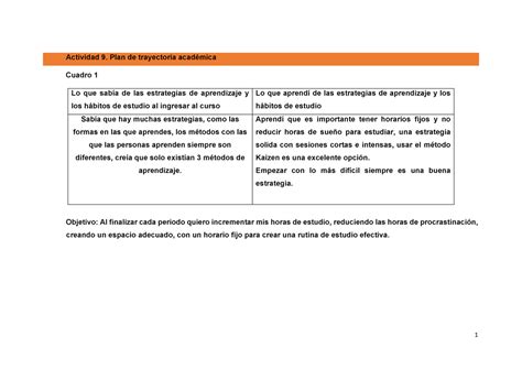 Actividad 9 Plan de trayectoria académica Actividad 9 Plan de