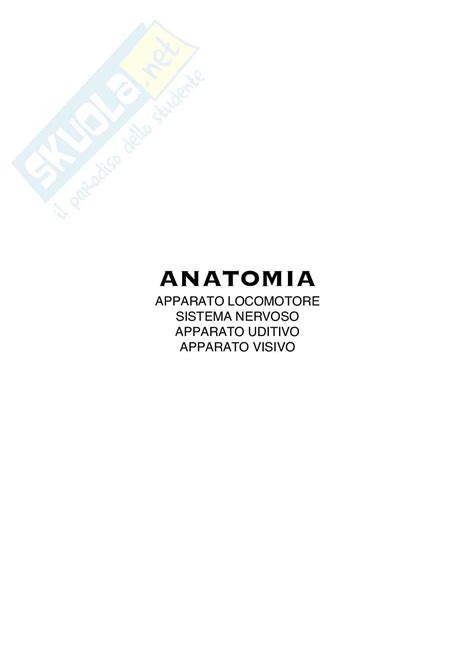 Appunti Anatomia Apparato Locomotore E Sistema Nervoso