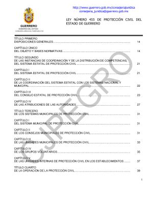 Fillable Online Ley De Proteccion Civil Del Estado De Guerrero Numero