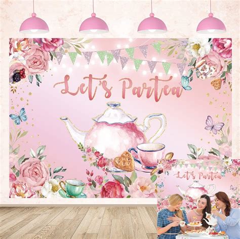 Amazon Let S Partea Backdrop Spring Pink Floral Butterfly Glitter