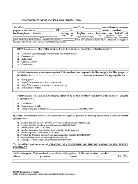 Water Supply Contract Pdf Water Supply Water