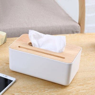 Jual Kotak Tissue Putih Aesthetic Tempat Tissue Kayu Minimalist Modern