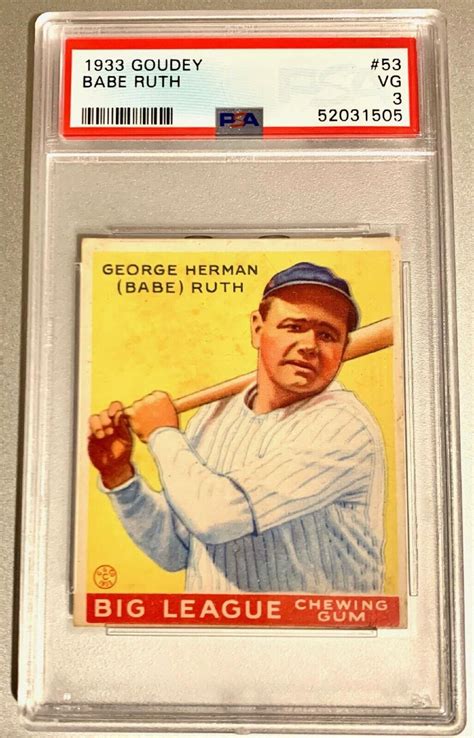 1933 Goudey BABE RUTH 53 PSA 3 VIBRANT NO RESERVE EBay