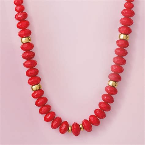 Graduated Red Coral Bead Necklace With 14kt Yellow Gold Ross Simons