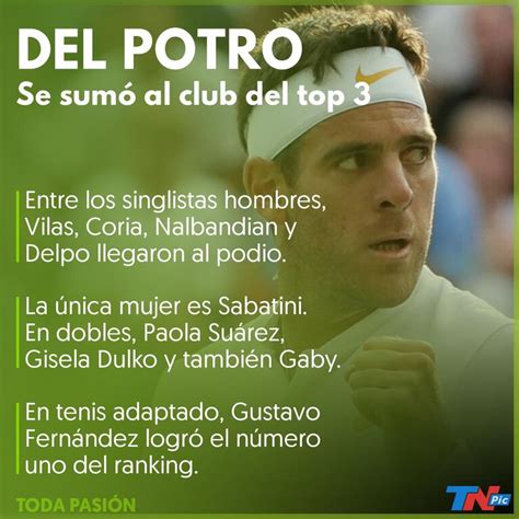 Del Potro Se Sumó Al Club De Los Top Tres Argentinos En El Tenis Mundial Tn