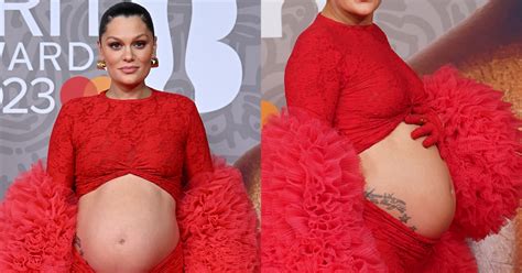 Jessie J Flaunts Baby Bump in All-Red Outfit at Brit Awards After Gender Reveal