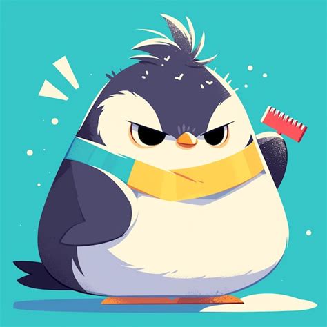 Premium Vector | A penguin hairstylist cartoon style