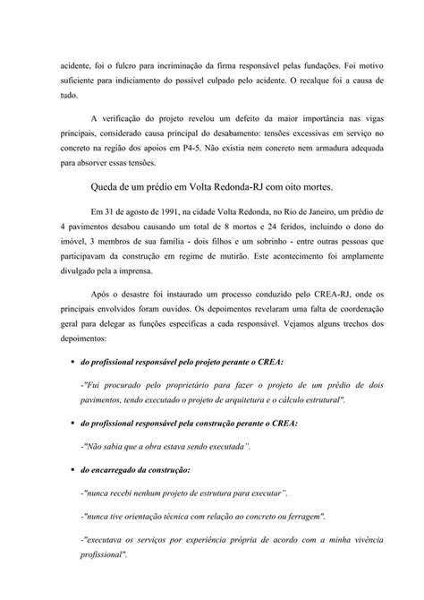 Notáveis acidentes de engenharia civil vítimas fatais no Brasil PDF