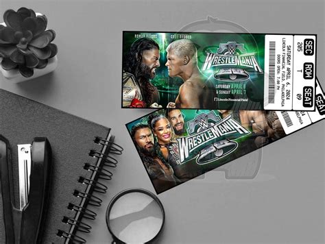 Printable WWE Wrestlemania XL 40 Ticket Personalized Wrestling Show