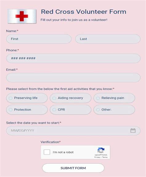 Free Volunteer Forms Form Templates 123FormBuilder