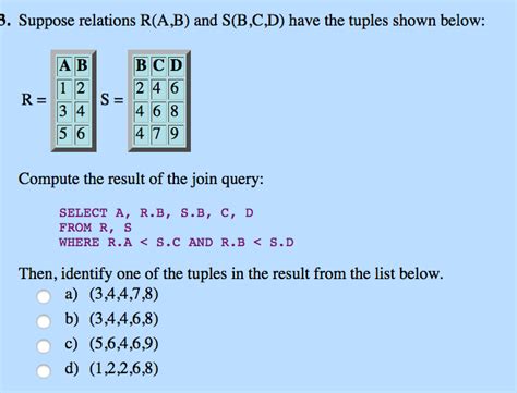 Solved 3 Suppose Relations R A B And S B C D Have The