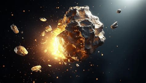 Premium AI Image | Asteroid made of pure gold in space realistic