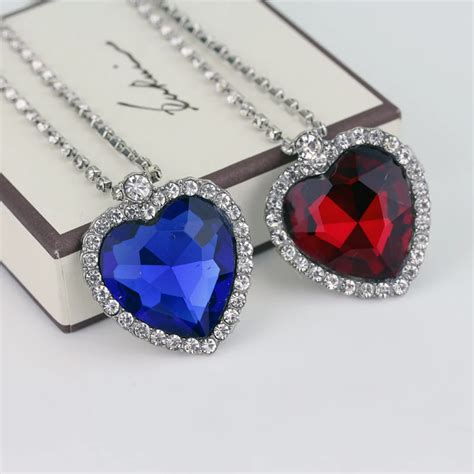 Popular Film Titanic Heart Of The Ocean Necklace Sea Heart Blue Red