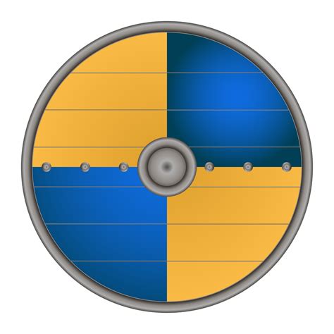 Viking Shield Blue Yellow Color In Realistic Style Viking Weapons