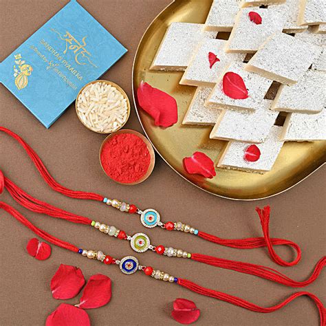 Sneh Evil Eye Rakhi Set Kaju Katli Box Netherlands Gift Sneh Evil