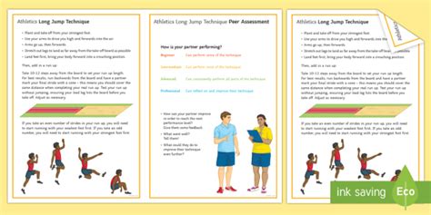 athletics long jump techniques card teacher