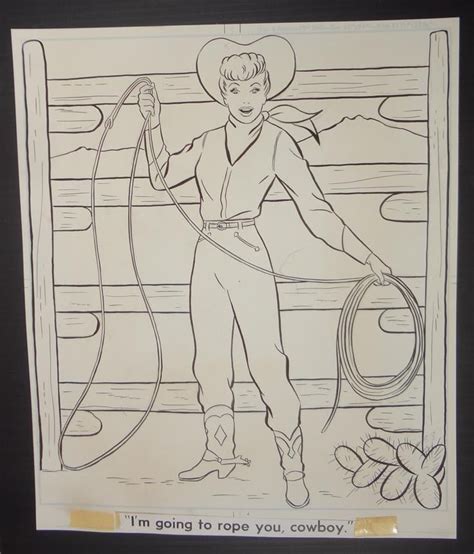 1954 I Love Lucy Coloring Book Original Art Page Lucille Ball Whitman