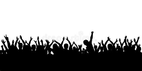 Silhouette crowd cheering, on white background. Silhouette crowd ...