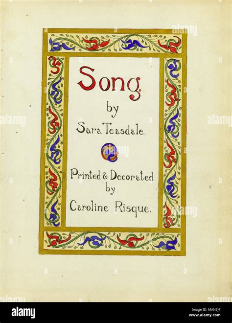 Title Page For Song Poem By Sara Teasdale With Decorations By