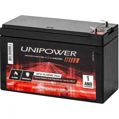 Bateria Selada 12V 5AH UP12 Alarmeplus Preta UNIPOWER Mundomax