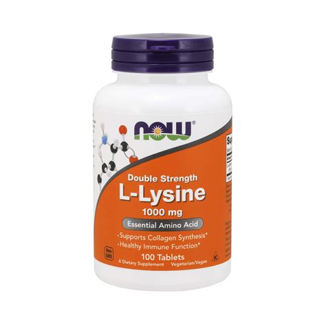 Now Supplements L Lysine Hydrochloride 1000 Mg Double Strength