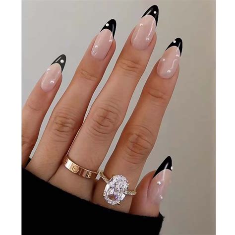 Black Tip Almond Nails