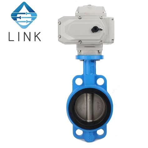 Electric Motorized Butterfly Valve Wafer Connection With Epdm Seat Cast