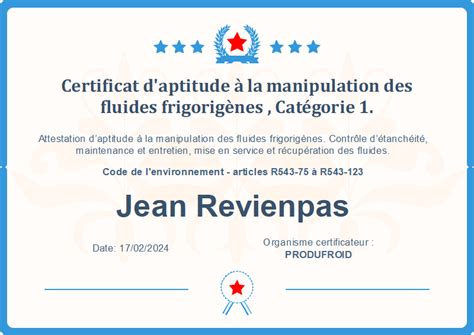 Attestation d aptitude fluides frigorigènes