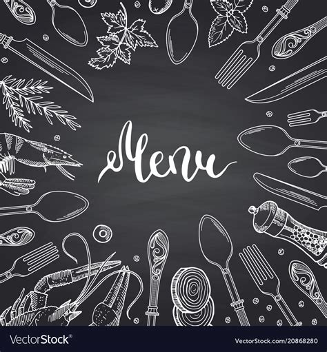 Menu Background On Black Chalkboard Royalty Free Vector