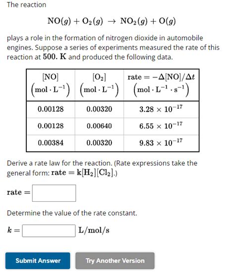 Solved The Reaction NO G O2 G NO2 G O G Plays A Role In Chegg