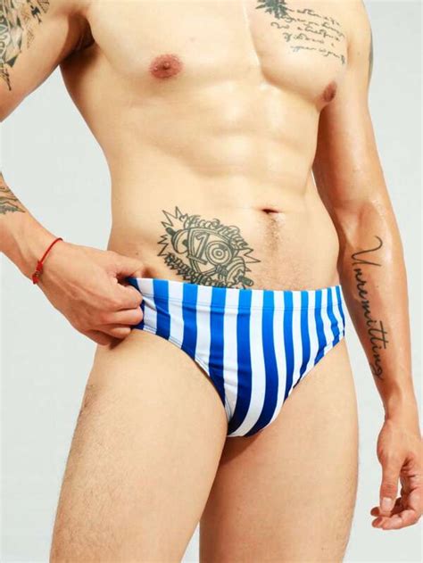 Manfinity Men Striped Print Swim Brief SHEIN USA