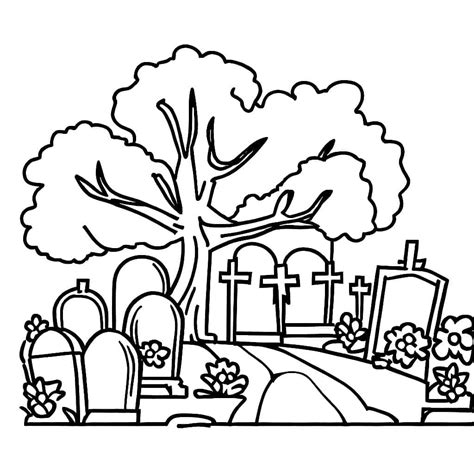 Coloriage Cimetière à imprimer sur ColoriageEnfant