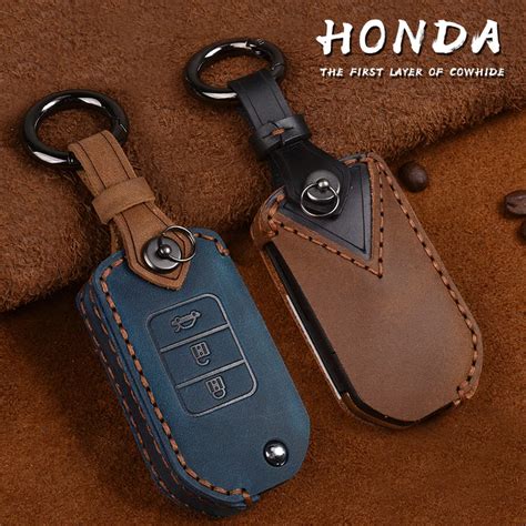 Genuine Leather Car Key Case Fob Bag Cover Case For Honda Civic Cr V Hr V Accord Jade Crider