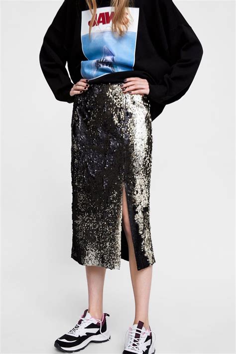 Image 5 Of SEQUINNED SKIRT From Zara Skirt Fashion Sequin Skirt