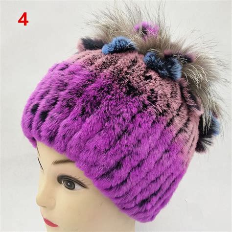 Buy Trendy Genuine Rex Rabbit Fur Knit Female Hat Warm Thickened Winter Outdoor Sport Myd At