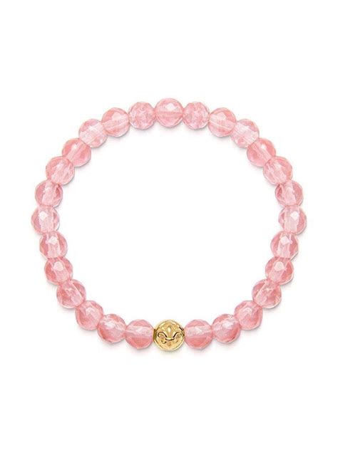 NIALAYA JEWELRY Logo-bead Quartz Bracelet - Pink | Editorialist