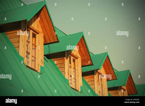 Architecture Fragment Of Green Mansard Stock Photo Alamy