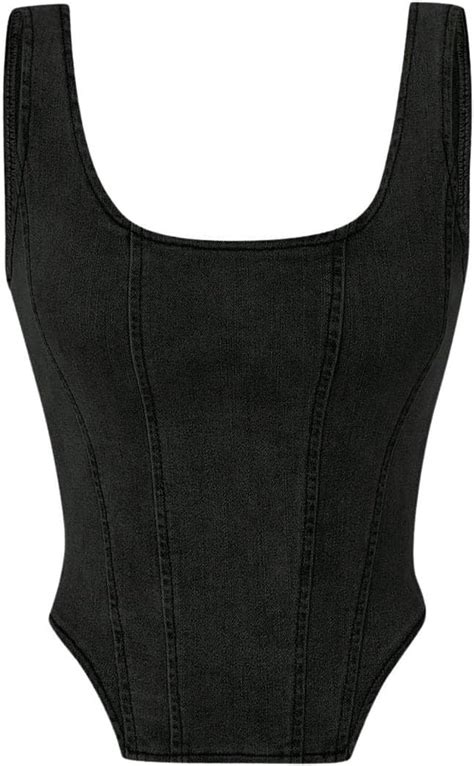 Verdusa Women S Zip Up Back Asymmetrical Scoop Neck Sleeveless Denim