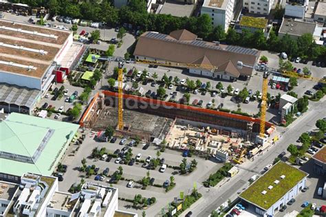 Luftaufnahme München Neubau des Unternehmens Verwaltungsgebäude