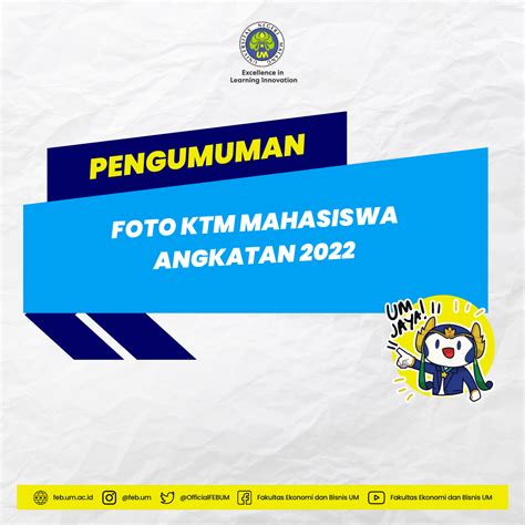 Jadwal Foto Kartu Tanda Mahasiswa UM Angkatan 2022 Fakultas Ekonomi