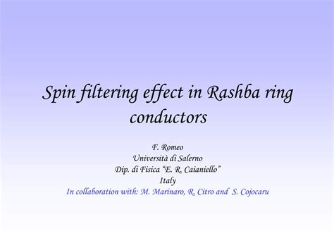 PPT Spin Filtering Effect In Rashba Ring Conductors PowerPoint