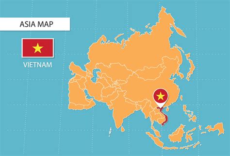 Vietnam Map In Asia Icons Showing Vietnam Location And Flags 15706175