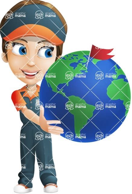 Female Delivery Service Worker Cartoon Vector Character Earth