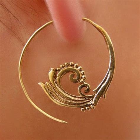 Brass Earrings Brass Spiral Earrings Gypsy Earrings Spiral