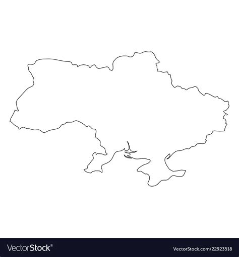 Ukraine - solid black outline border map Vector Image