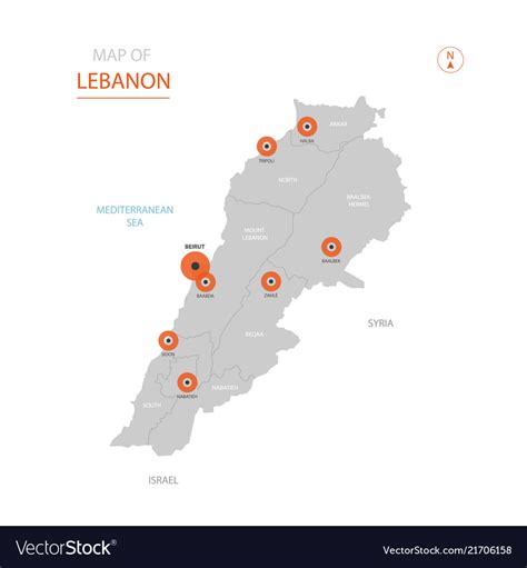 Lebanon map with administrative divisions Vector Image